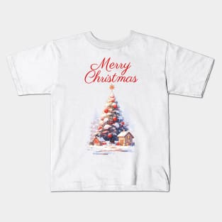 Merry Christmas decorated tree Kids T-Shirt